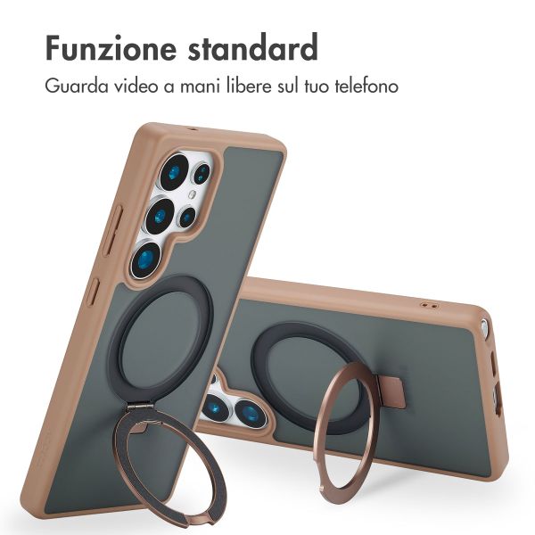 Accezz Cover con anello e supporto con MagSafe Samsung Galaxy S25 Ultra - Marrone