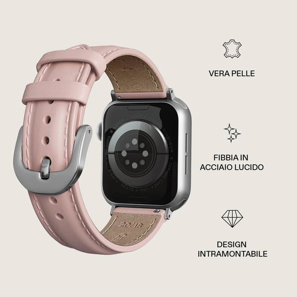 Burga Cinturino in vera pelle Apple Watch | 38/40/41/42 mm - Pillow Talk / Silver