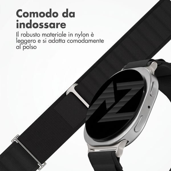 Accezz Cinturino in nylon Alpine Samsung Galaxy Watch 9 (40/44mm) / Watch 8 (40/44mm) / Classic (46mm) - Nero