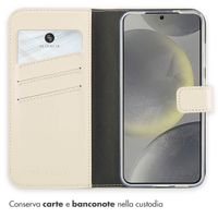 Selencia Cover a libro in vera pelle Samsung Galaxy S25 - Greige