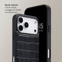 Selencia Cover per telefono Nova Croco con cordino e portacarte Apple iPhone 17 Pro Max - Nero