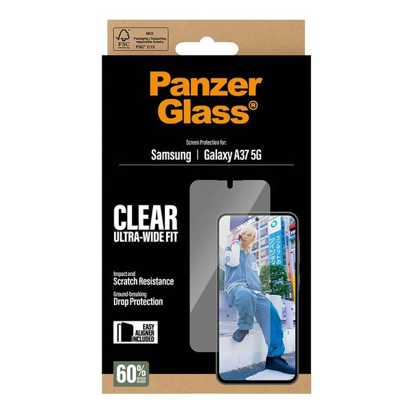 PanzerGlass Vetro temperato antibatterico ultra-largo con applicatore Samsung Galaxy A37 (5G)
