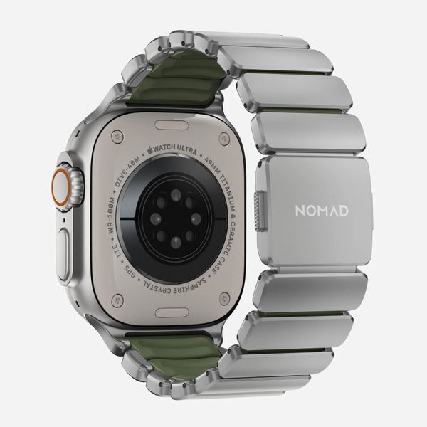 Nomad Cinturino Stratos Apple Watch | 44/45/46/49 mm - Forest Green / Natural Titanium