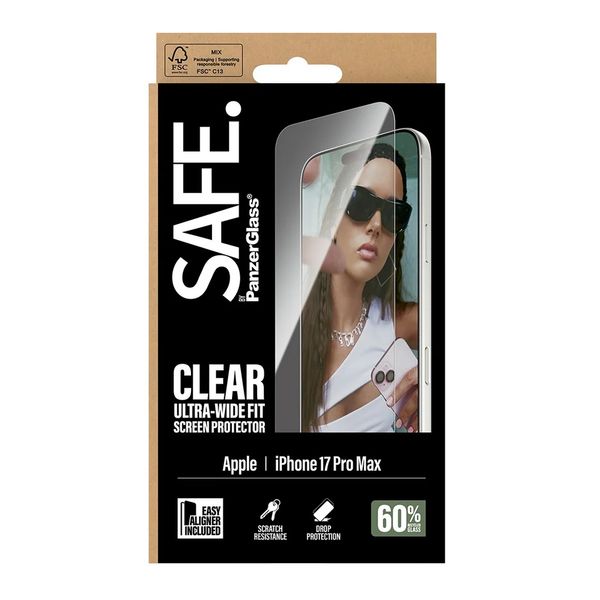 SAFE by PanzerGlass Vetro temperato per il gaming Ultra Wide Fit con applicatore Apple iPhone 17 Pro Max