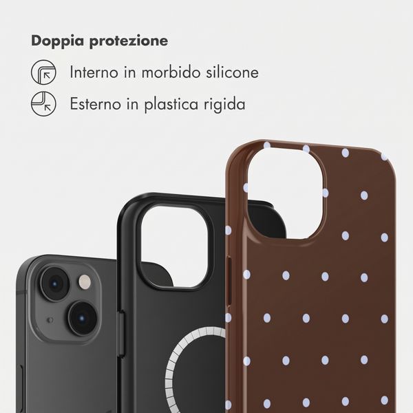 Selencia Cover posteriore Vivid con MagSafe Apple iPhone 14 - Happy Dots Chocolate