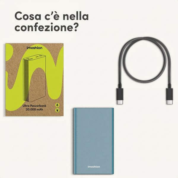 imoshion Powerbank in alluminio Ultra Series 20.000 mAh - Ricarica rapida fino a 33 watt - Petrol Green