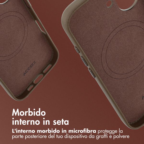 Accezz Cover in Pelle con MagSafe Apple iPhone 16 - Marrone caffè