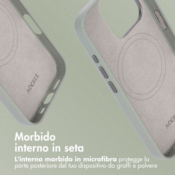 Accezz Cover in Pelle con MagSafe Apple iPhone 16 Pro - Light Grey