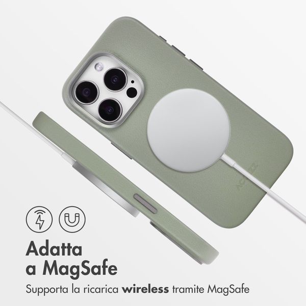 Accezz Cover in Pelle con MagSafe Apple iPhone 15 Pro - Light Grey