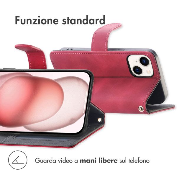 imoshion Cover a libro con Cordino Apple iPhone 15 - Rosso