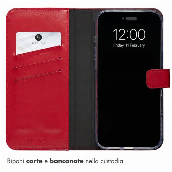 Selencia Cover a libro in vera pelle Apple iPhone 18 Pro Max / 17 Pro Max - Rosso