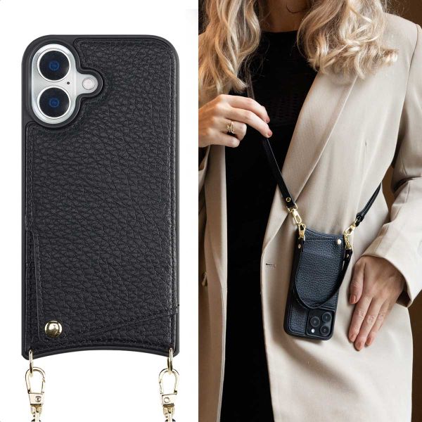 Selencia Cover per telefono Nova con cordino e portacarte Apple iPhone 16 - Nero