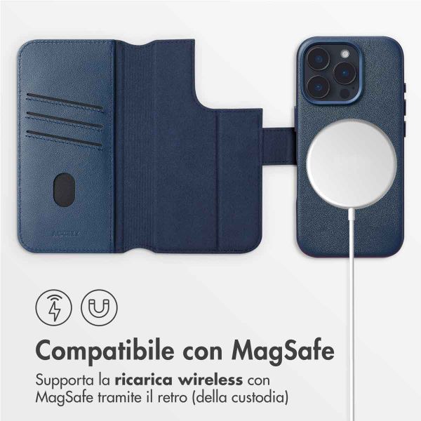 Accezz Cover in pelle 2 in 1 con MagSafe Apple iPhone 16 Pro Max - Nightfall Blue