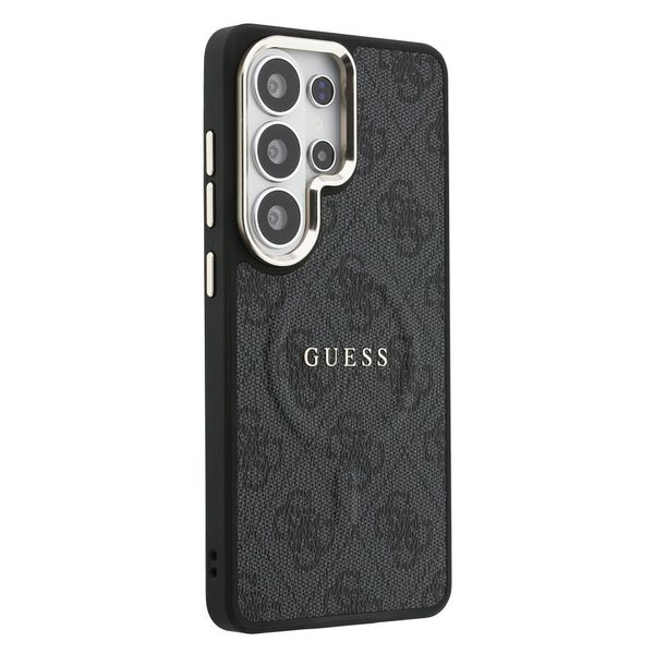 Guess Cover Posteriore 4G Leather con MagSafe Samsung Galaxy S26 Ultra - Gold Edge - Black