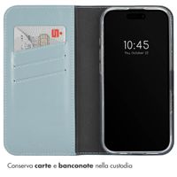 Selencia Cover a libro in vera pelle Apple iPhone 16 Pro Max - Air Blue