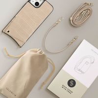Selencia Cover per telefono Nova Croco con cordino e portacarte Apple iPhone 13 - Beige