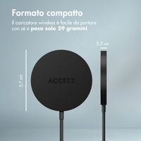Accezz Caricabatterie Wireless USB-C - Caricatore Senza Fili MagSafe e Qi2 - 1 metro - Nero