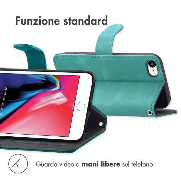 imoshion Cover a libro con Cordino Apple iPhone SE (2022 / 2020) / 8 / 7 - Turchese