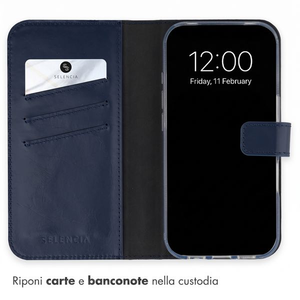 Selencia Cover a libro in vera pelle Apple iPhone 18 Pro Max / 17 Pro Max - Blu