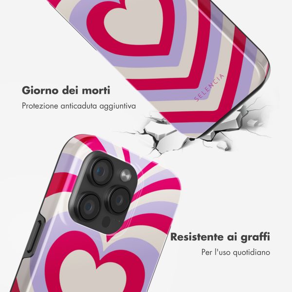Selencia Cover posteriore Vivid con MagSafe Apple iPhone 15 Pro - Double Hearts Rubine Red Lilac
