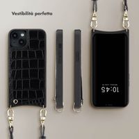 Selencia Cover per telefono Nova Croco con cordino e portacarte Apple iPhone 14 / 13 - Nero