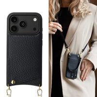 Selencia Cover per telefono Nova con cordino e portacarte Apple iPhone 18 Pro Max / 17 Pro Max - Nero