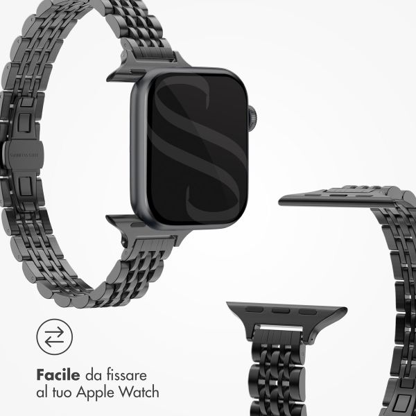 Selencia Cinturino sottile in acciaio ispirato a Jubilee Apple Watch | 38/40/41/42 mm - Nero