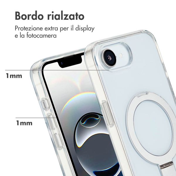 Accezz Cover con anello e supporto con MagSafe Apple iPhone 17e / 16e - Trasparente