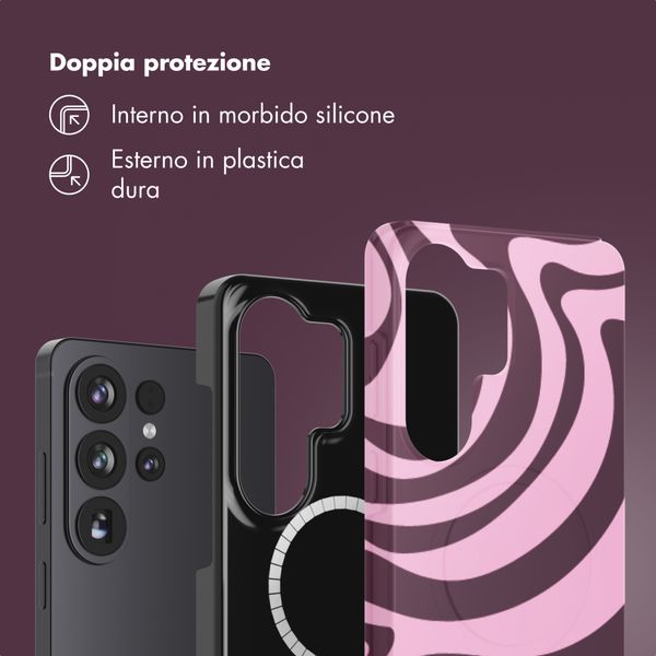 Selencia Cover posteriore Vivid con MagSafe Samsung Galaxy S26 Ultra - Wavy Swirl Pink Plum