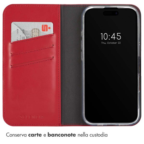 Selencia Cover a libro in vera pelle Apple iPhone 16 Pro Max - Rosso