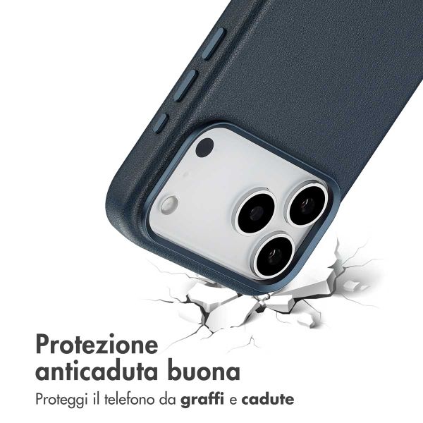 Accezz Cover in Pelle con MagSafe Apple iPhone 17 Pro Max - Nightfall Blue