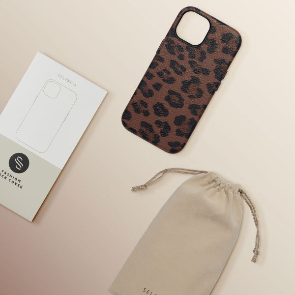 Selencia Cover Sabi Stampa pantera con MagSafe Apple iPhone 15 - Mocha Brown