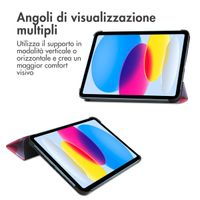 imoshion Cover Trifold Design Apple iPad 11 (2025) 11 pollici A16 / iPad 10 (2022) 10.9 pollici - Dusty Rose Blossom