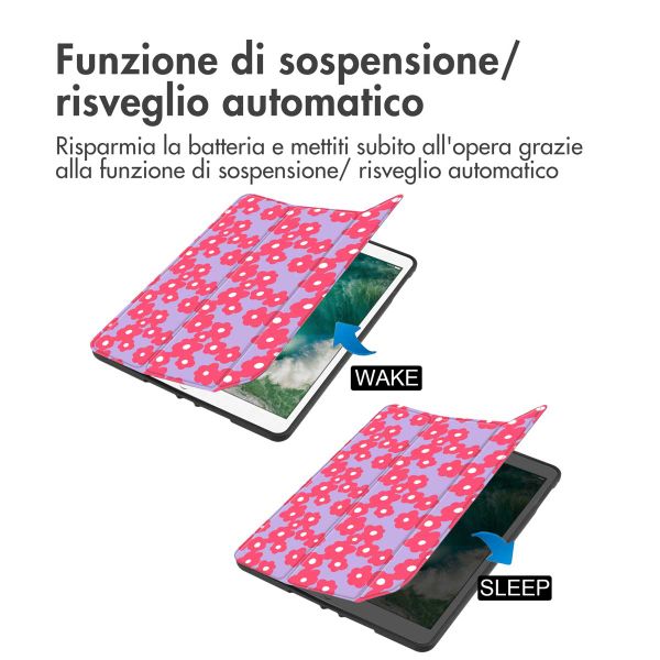imoshion Cover Trifold Design Apple iPad 6 (2018) 9.7 pollici / iPad 5 (2017) 9.7 pollici / Air 2 (2014)/Air 1 (2013) - Dusty Rose Blossom