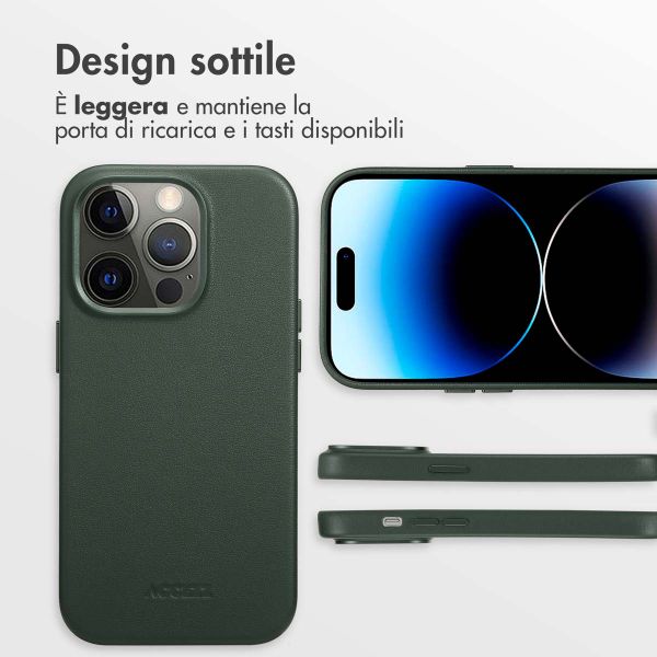 Accezz Cover in Pelle con MagSafe Apple iPhone 14 Pro - Cedar Green