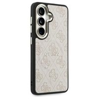 Guess Cover Posteriore 4G Leather con MagSafe Samsung Galaxy S26 - Gold Edge - Pink