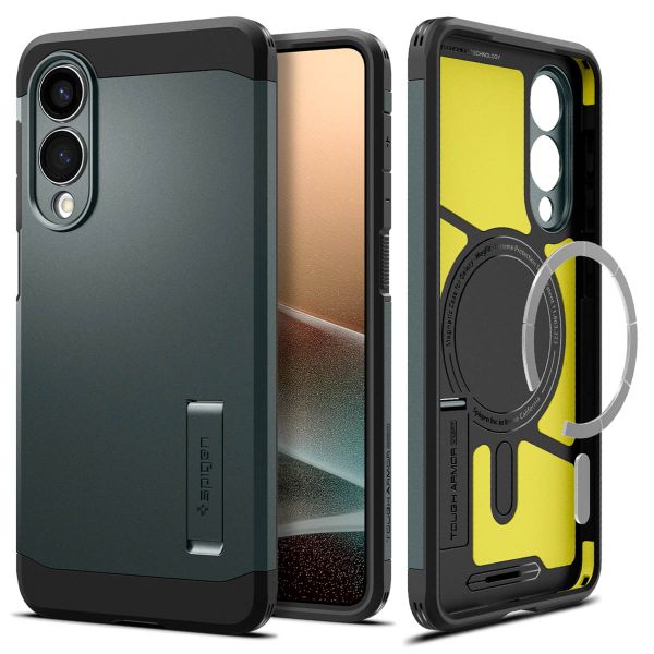 Spigen Cover Posteriore Corazzata Tough con MagSafe Samsung Galaxy S25 Edge - Abyss Green