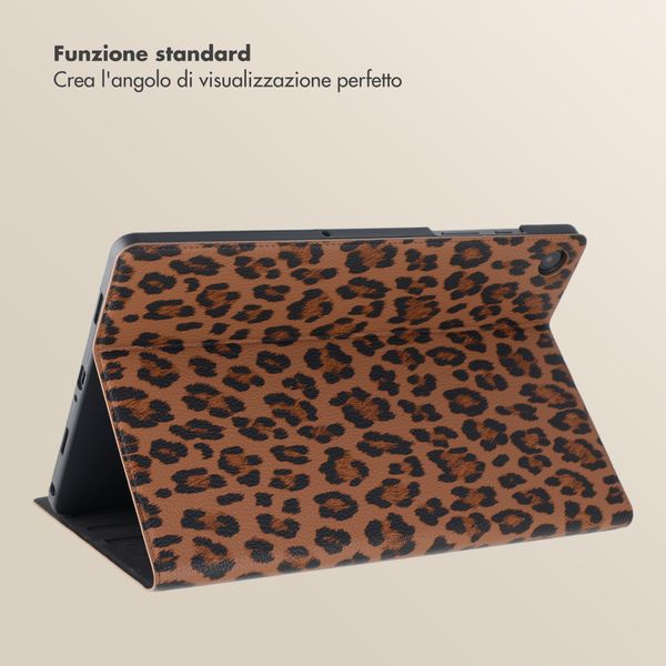 Selencia Libreria Sabi con stampa leopardata Samsung Galaxy Tab A11 Plus - Mocha Brown