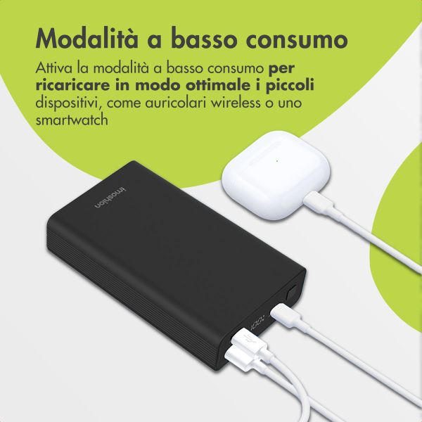 imoshion Powerbank in alluminio Ultra Series 20.000 mAh - Ricarica rapida fino a 33 watt - Nero
