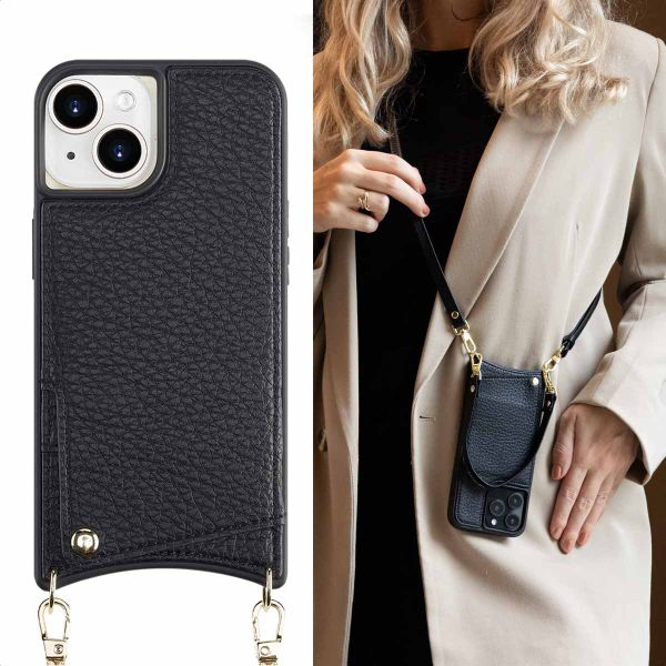 Selencia Cover per telefono Nova con cordino e portacarte Apple iPhone 15 - Nero