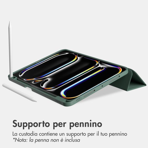 Accezz Cover a libro in silicone Smart Apple iPad Pro 13 (2025) M5 / (2024) M4 - Verde scuro