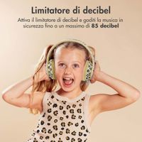 imoshion Special Edition - Cuffie wireless per bambini LED Light - Limitatore di Decibel - con cavo AUX - Leopardo