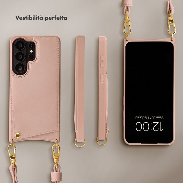 Selencia Cover per telefono Nova con cordino e portacarte Samsung Galaxy S26 Ultra - Dusty Rose