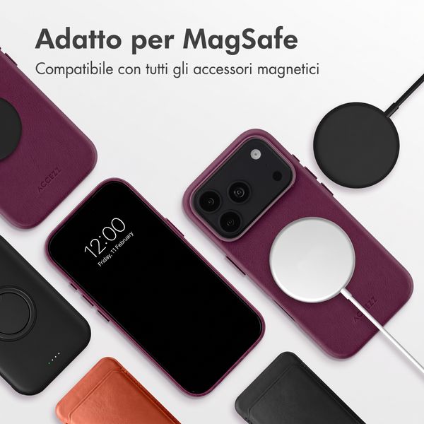 Accezz Cover in Pelle con MagSafe Apple iPhone 18 Pro / 17 Pro - Heath Purple