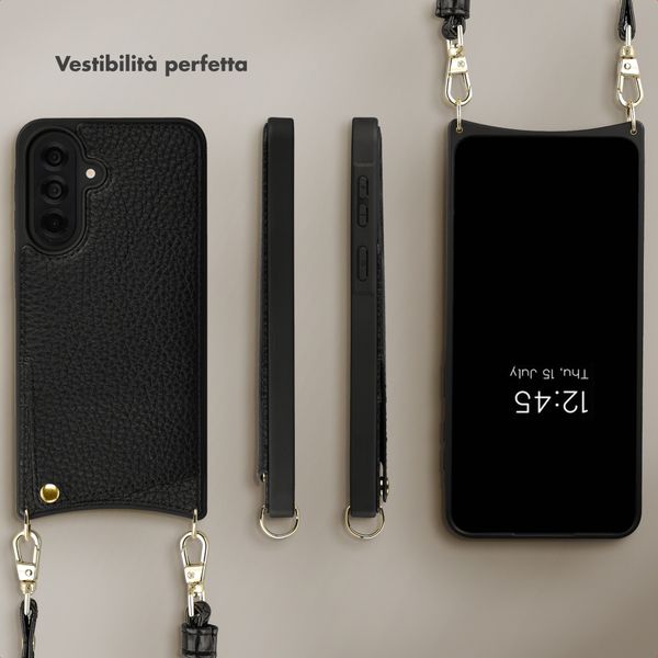 Selencia Cover per telefono Nova con cordino e portacarte Samsung Galaxy A37 (5G) - Nero
